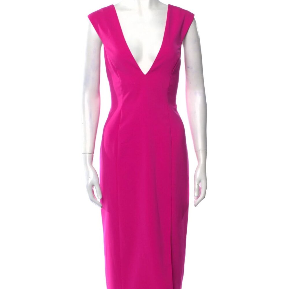 JAY GODFREY Plunge Neckline Midi Length Dress - Pink